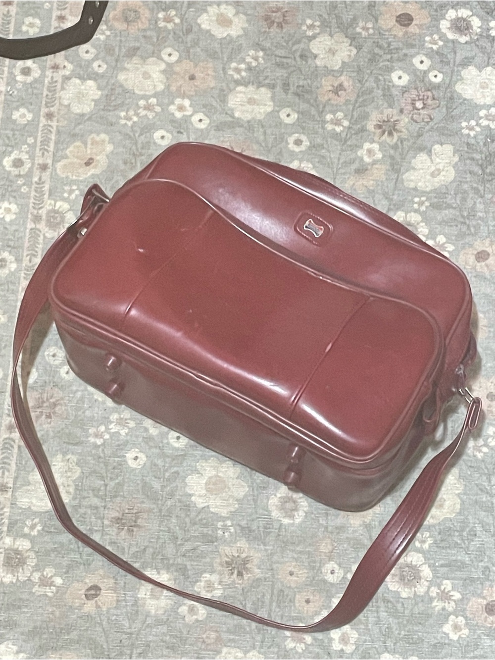 American Tourister Maroon Leather Crossbody Shoulder Bag